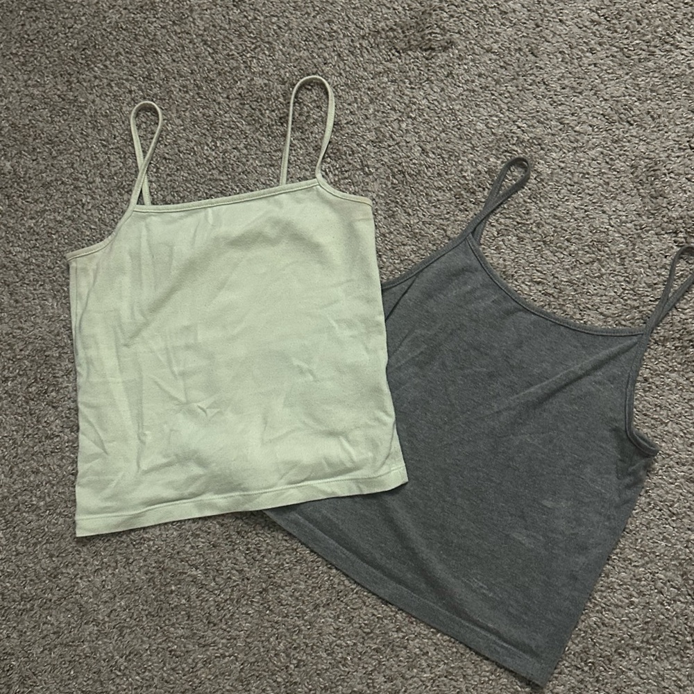 Bundle Women’s Double Tank Pack - Light Green & Charcoal Ribbed Cami
